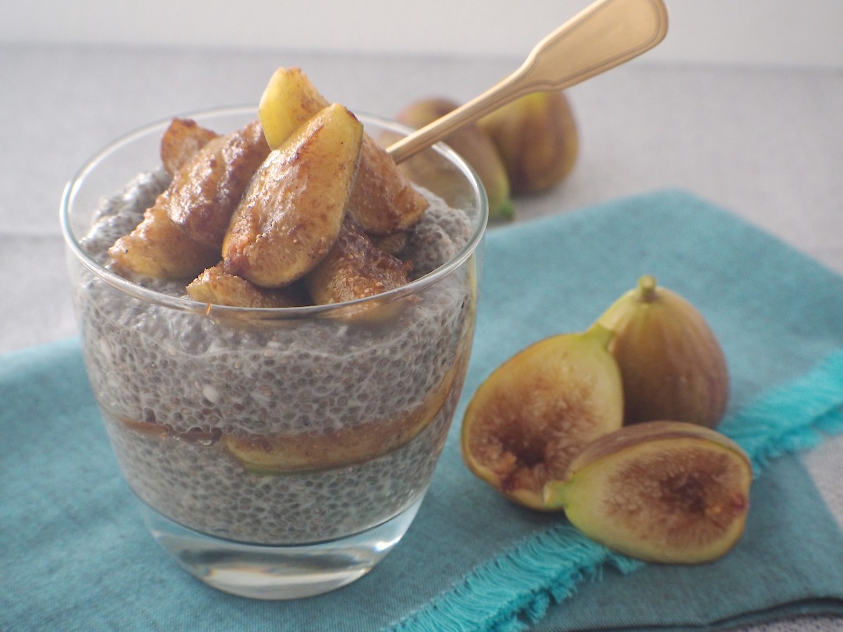 Vanilla and Coconut Chia Pudding with Caramelized Fig